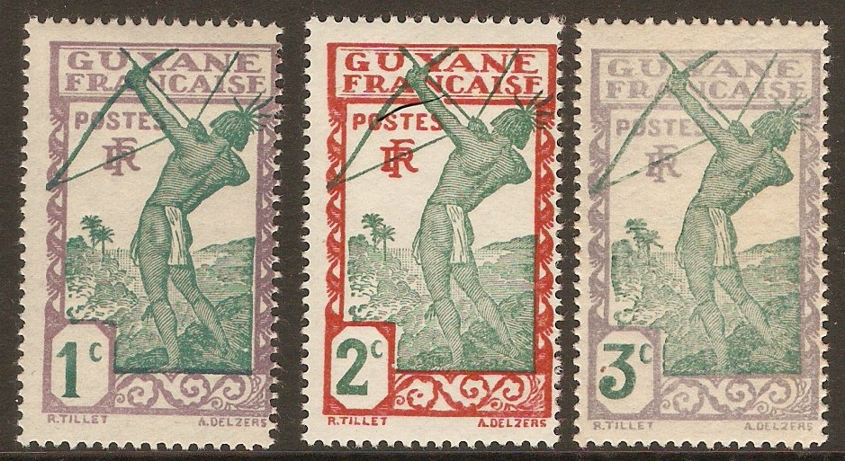 French Guiana 1929 Carib Archers. SG117-SG119.